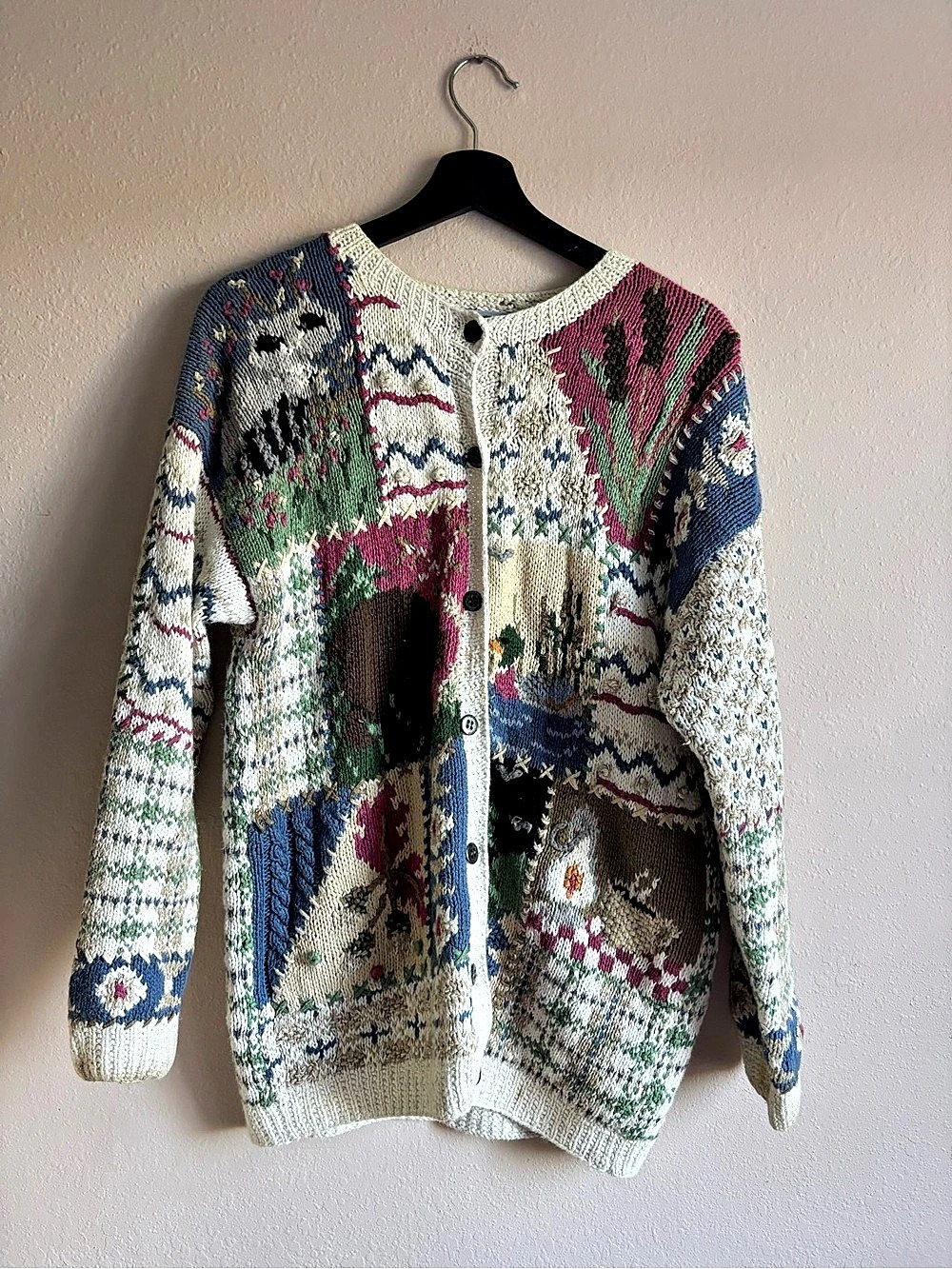90s Vintage Signature by Northern Isles Hand-Knit Cottagecore Cardigan